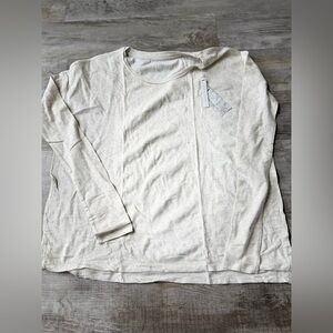 Grey State Yummy Tee Oversized Creme Heather Long Sleeve Size 0 XS NWT
